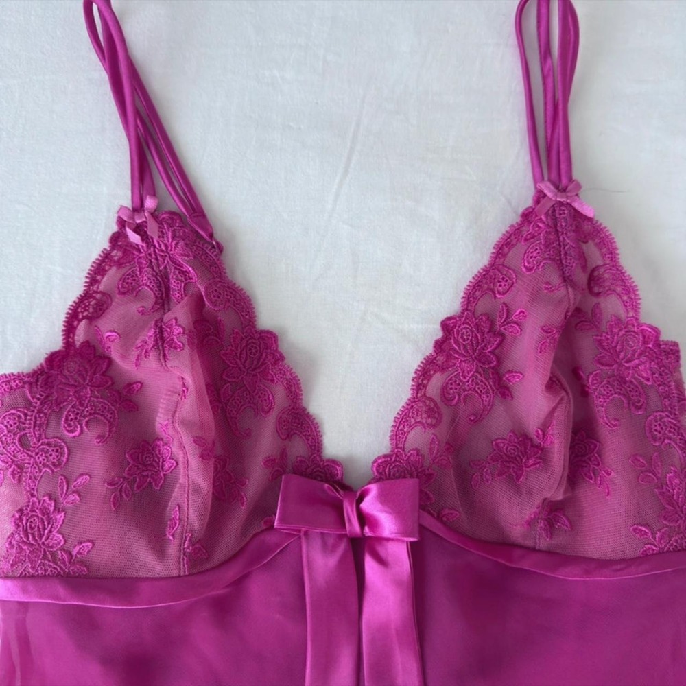 Vintage Sheer Euro Y2K Pink Tank Top With Bow - Picture 4 of 8